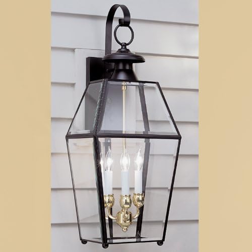 Norwell LightingOlde Colony Three Light Outdoor Wall Lamp 1067-BL-BE Black finish with Beveled Glass