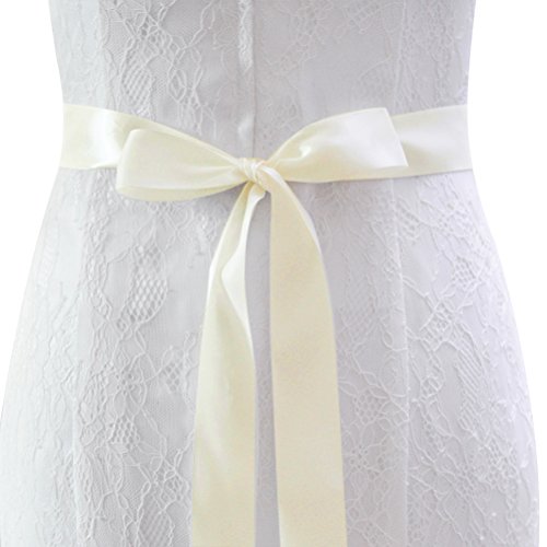 Lovful Womens Silver Crystal Beaded Satin Bridal Sash Party Prom Dress Wedding Belt,Ivory Sash-5, One Size