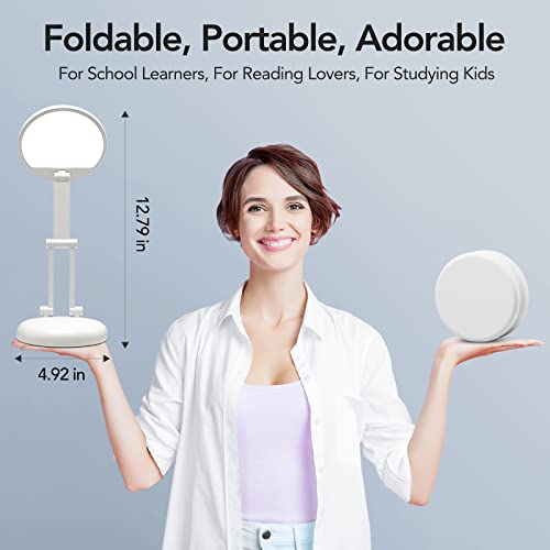 ONEFIRE LED Desk Lamp, Small Desk Lamp with USB Charging, White Desk Lamp +8 Brightness, Portable Kids Desk Lamp, Foldable Desk Lamps for Home, Cute Desk Lamp Rechargeable LED Desk Light Desk Lamps