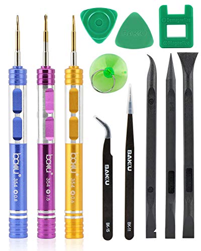 BAKU Cell Phone Repair Tool Kit for iPhone Precision Screwdriver Set with Magnetizer/Demagnetizer Tool & Opening Pry Tools for iPhone X/8/8 Plus, 7/7Plus,6P/6S/6/5S/5/5C/4S/4/SE,iPod,iTouch (A-Pack)