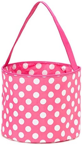 Personalized Childrens Fabric Bucket Tote Bag - Toys- Easter (Personalized Pink Dot)