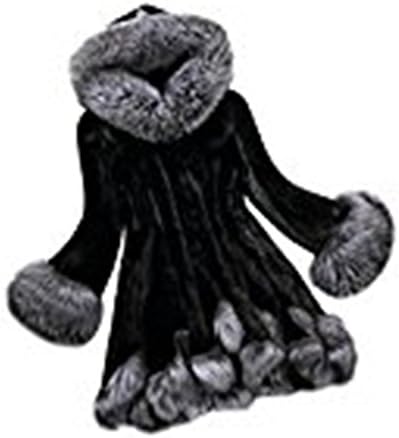 Womens Coats,Faux Fur Coat For Ladies,YKA Girl Fluffy Outwear Overcoat (Black, XXL(US Size:10))