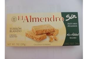El Almendro Creamy Almond No Added Sugars (Turron Blando Sin Azucar Añadida) 7oz Single Box - Product of Spain