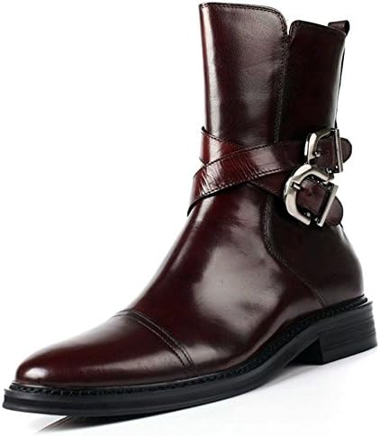 Santimon-Men's Genuine Leather Handsewn Martin Boots Shoes-brown-43