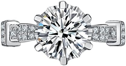 Sterling Silver Jewelry Unique Ring 3CT NSCD Simulated Diamond Ring Engagement for Women