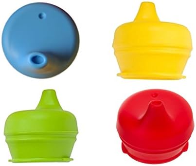 Sippy Cup Lids By FIZ COLLECTION perfect for babies &amp;toddlers:Spill Proof BPA Free Silicone 4-Pack(blue,yellow,green&amp;red)