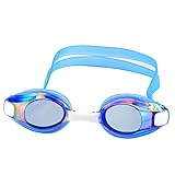 Ipow Anti-fog Mirrored Silicone seal watertight Swim Swimming Goggles/mask with Uv Protection Plating Glasses + Premium Goggles Case (Blue)