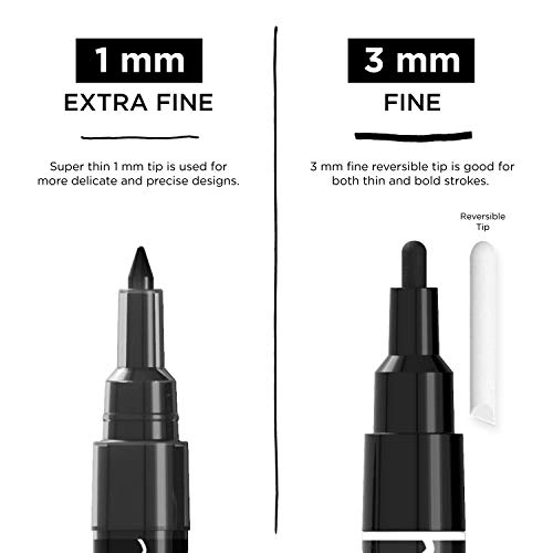 Chalkola Acrylic Black Paint Pen (6 Pack) Extra Fine Point (1mm