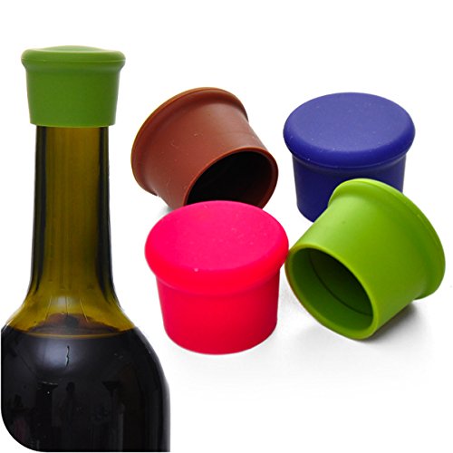 5PCS Assorted Candy Color Food Graded Durable Silicone Wine Bottle Stopper Beer Beverage Glass Bottle Caps Stoppers Sealer Cover