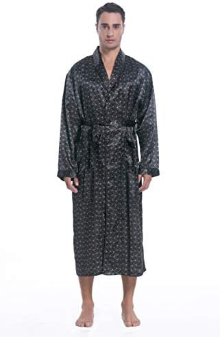 Shining Life Mens Shawl Classic Satin Kimono Robe Sleepwear