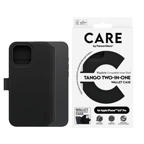 CARE BY PANZERGLASS® Wallet Case für Apple iPhone 16 Pro Max, luxuriöses lederähnliches Gefühl, RFID-Schutz, schlankes und langlebiges Wallet und Case in einem, verbesserter Kameraschutz