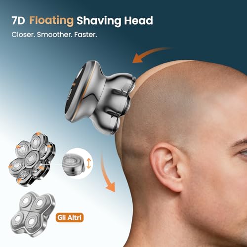 MAXGROOM PRO Head Shavers for Bald Men, Upgraded 7D Magnetic Shaver Blade, Extended Battery Life, 7500-8800Rpm Men's Shaver, IPX6 Waterproof, Ergonomic Design, Type-C Charging