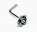 1 Piece 20g (0.8mm) 925 Sterling Silver Nose Stud Nose Ring L Shape Tiny Rose 1/5