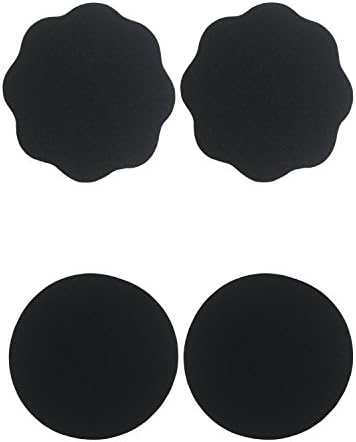 Melldci Women's Reusable Light Breast Petals Black Flower &amp; Black Circle