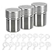 Lawei 4 Packs Stainless Steel Powder Shaker with 32 Decorating Stencils - Coffee Cocoa Cinnamon Dredges with Fine-Mesh Lid Cooking Tools