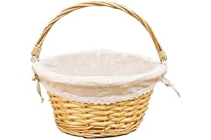 KRZIL Oypeip Wicker Basket Gift Baskets Empty Round Willow Woven Picnic Basket Cheap Easter Candy Basket Storage Basket Wine Basket with Handle Egg Gathering Wedding Basket (Nature)