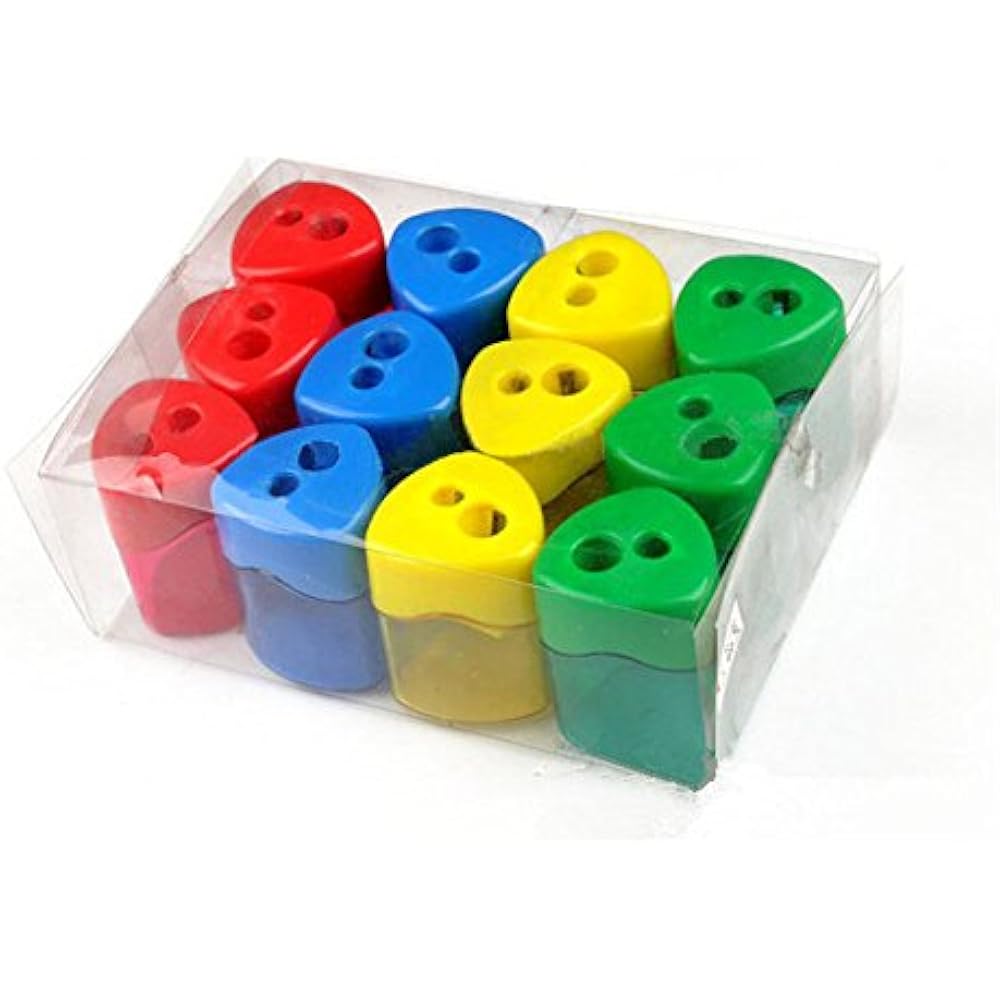 Mega Set Of 12 Double Hole Triangular Shaped Pencil Sharpener With