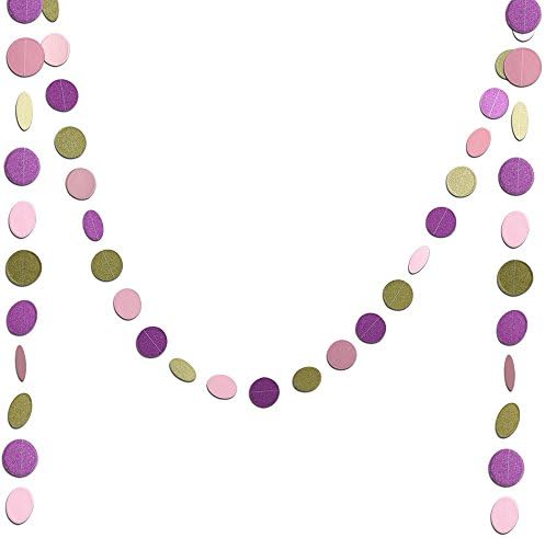 2pcs Gold Pink Purple Circle Paper Garland Decoration Glitter Circle Garland, Wedding Decor,Party Decor,Black and Gold Decor,Paper Garland,New Years Eve