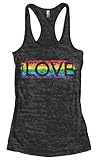 Threadrock Women's Gay Pride Rainbow Love Burnout Racerback Tank Top L Black
