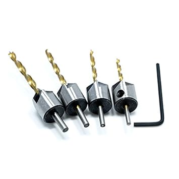 Generic for 11.11 4pcs 3/3.5/4/4.5mm HSS 4241 Flute Countersink Drill Bit Set Woodworking Chamfer