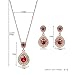 OUFO Crystal Jewelry Sets for Women Girls Rhinestone Necklace and Earrings Gold Plated Pendant Elegant Necklaces Set for Wedding (Black/Red)