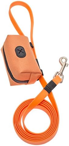Keproch Sturday Nylon &amp; Soft Silicone Waterproof Double Layer Dog Pet Leash with Poop Bag Holder (Orange)