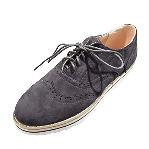 COPPEN Women Sport Shoes Round Toe Solid Ankle Flat Suede Lace Up