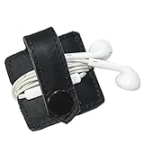 Hide & Drink Durable Leather Headphone Wrap With Snap Handmade By Charcoal Black