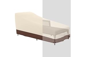 Tuyeho Patio Double Wide Chaise Lounge Chair Cover, 900D Heavy Duty Outdoor Furniture Cover, Waterproof & UV Resistant for Your Lounger Seat - (Beige & Brown) - 86 x 36 x 32 Inch