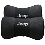 Auto Sport 2 PCS Genuine Leather Bone-Shaped Car Seat Pillow Neck Rest Headrest Comfortable Cushion Pad with Logo Pattern Fit Jeep Accessories