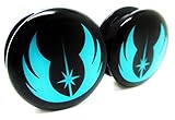 Star Wars Jedi Order Symbol Ear Plugs - Blue - Acrylic Screw-On - 10 Sizes - Brand New *Pair*