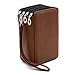 BTSKY PU Leather Colored Pencil Case with Compartments-72 Slots Handy Pencil Bags Large for Watercolor Pencils, Gel Pens and Ordinary Pencils (Brown)
