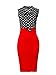 CISMARK Elegant Color Block V-Neck Sleeveless Office Pencil Dress Red M