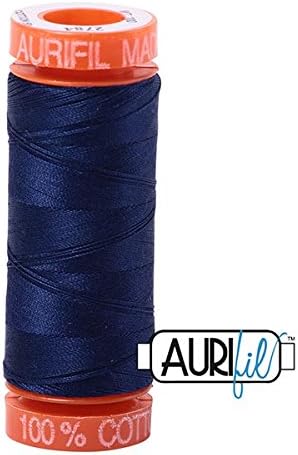 Aurifil Cotton Mako Thread 50 Weight Dark Navy Mini Spool 220 yards / 200 meterss