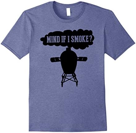 Mens Mind if I Smoke Funny BBQ Grilling Egg Smoker T Shirts 2XL Heather Blue