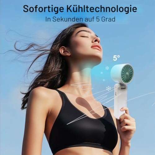 Joytential Portable Turbo Handheld Fan, Fan with Cooling Mode, Adjustable Speed (1-100), 4000 mAh Battery, USB Rechargeable, Digital Display, Hand Fan for Travel, Camping, Outdoor (White)
