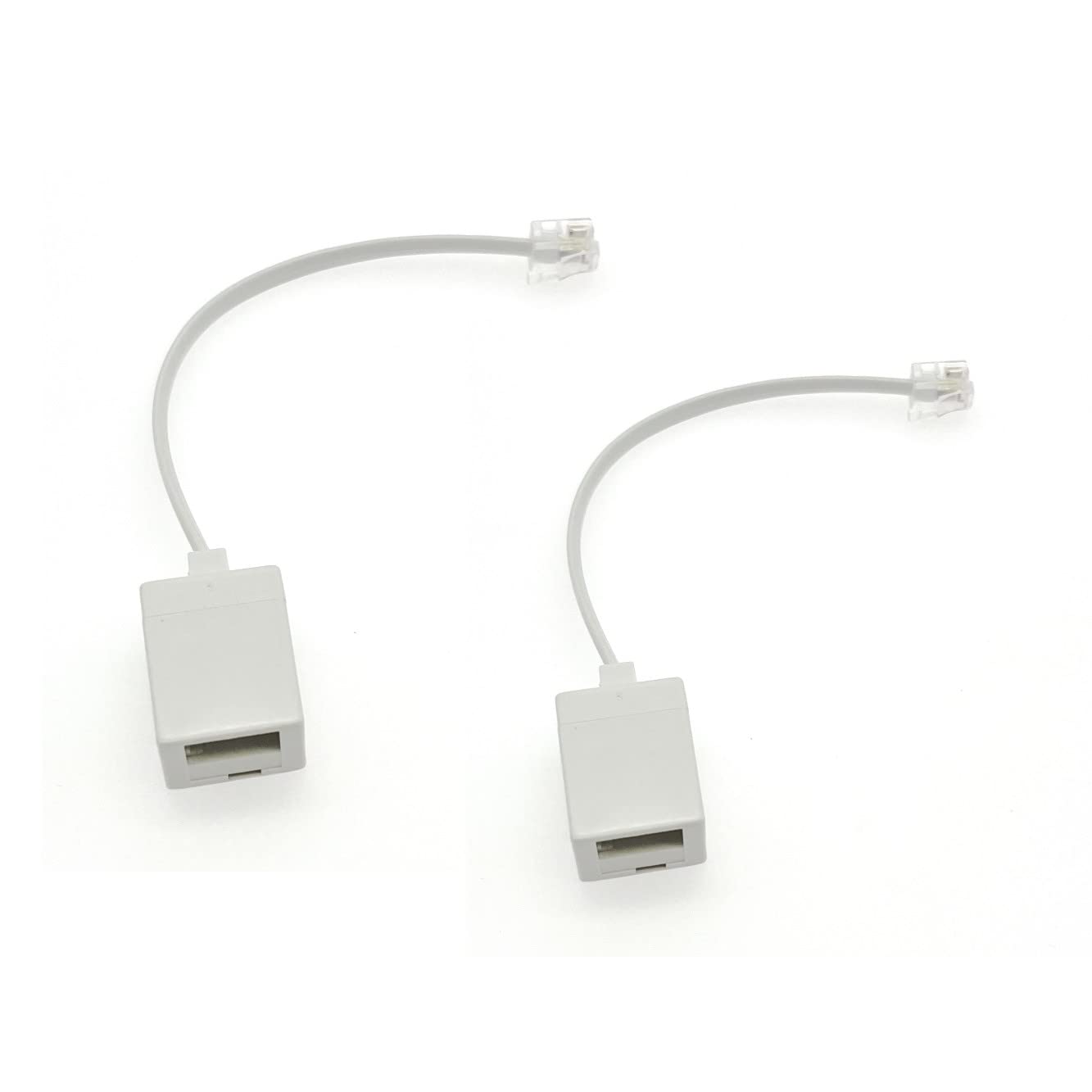 JZK 2 Pcs RJ11 plug to BT socket, phone line adapter, telephone adaptor white, rj11 to bt adapter converter with ribbon cable