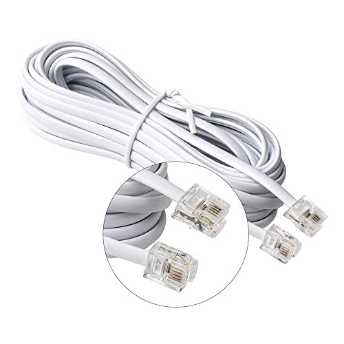 ohCome [2Pack 25Feet] Telephone Extension Cord Phone Cable Line Wire with Standard RJ-11 6P4C Plugs (White) - Thumbnail 4