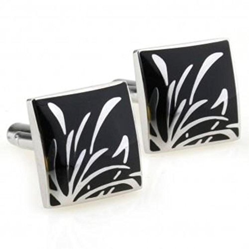 Scott Berget Fields of Wheat Cufflinks in Silver/Black Enamel with Gift Box