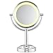 Conair Double-Sided Battery Operated Lighted Makeup Mirror - Lighted Vanity Makeup Mirror; 1x/5x magnification; Polished Chrome Finish