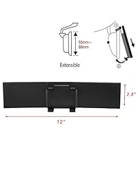 Espejo retrovisor para auto Yoolight de 12 pulgadas, universal, con clip interior, espejo retrovisor panorámico de gran angular