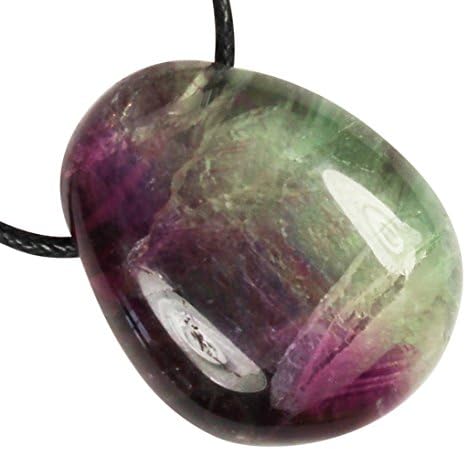 Blue Water Crystals Fluorite Pendant Necklace Polished Natural Crystal Healing Tumbled Gemstone