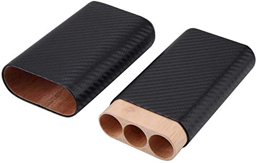 Cigar Case, Portable Leather Tube Cigar Case for Men, Mini Humidor Wood Travel Cigar Holder for Outdoor, Office and Home Use