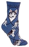 Siberian Husky Dog Blue Cotton Ladies Socks