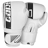 CORE SPORTS Boxing Gloves for Men & Women Training Sparring Kickboxing Leather UFC MMA Muay Thai Pro Punching Fight Heavy Bag Mitts (White, 16oz)
