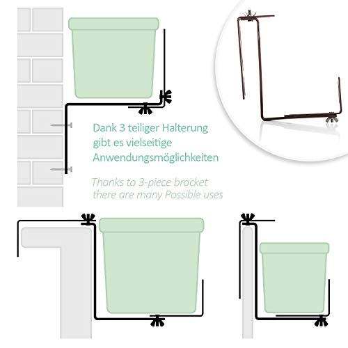 com-four® 4X Blumenkastenhalter für Brüstungen und Balkon-Geländer - Blumenkasten Halterung universal passend und… – Bild 3
