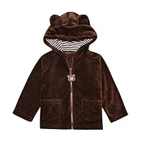 oldeagle_Baby Coat, Newborn Baby Boys Girls Cartoon Long Sleeve Solid Warm Hooded Coat Clothes Snowsuit (12-18 Months, Brown)