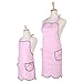 NEOVIVA Kitchen Aprons with Pockets for Mother and Daughter, Mama and Me Aprons Set for Cooking, Baking and Gardening, Style Wendy, Polka Dot Pink