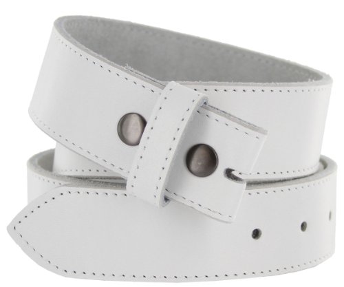 Belts.com White Leather Jean Casual Belts Strap with snaps for Men and Women 1.5