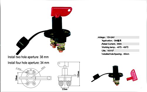 Jtron Car Battery Switch Disconnect 12v 200A Cut Off RV Battery Isolator Switch with 2 Keys for RV Ship Boat Small Yacht Camper Truck